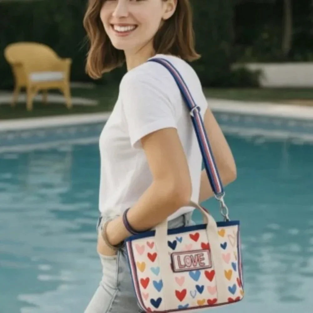 Brighton Red, White & You Canvas Heart Print Tote